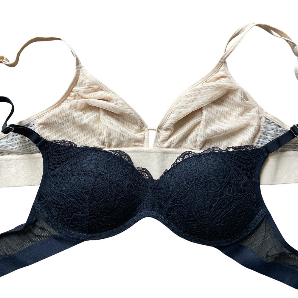 LIVELY Bralette Women Sz M / 34B Beige Black | Bundle 2